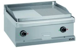 MBM Auftisch-Elektro-Grillplatte , Stahl Verchromt 1/2 Glatt + 1/2 Gerillt 8,0 KW