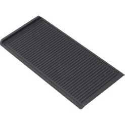 Simfer Gusseisen-Grillplatte | 47 X 23 Cm | Für 60 Cm Gaskochfelder, Kohlegrill, Elektrogrill | Gerippt | Topfträger-Klammern | Grillzubehör | Schwarz